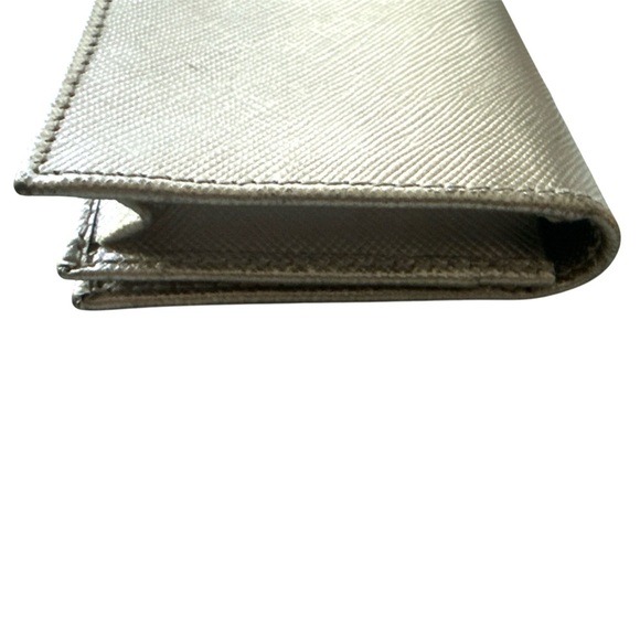 PRADA Saffiano Leather Card Case Wallet Metallic Silver Made in Italy - Picture 6 of 10